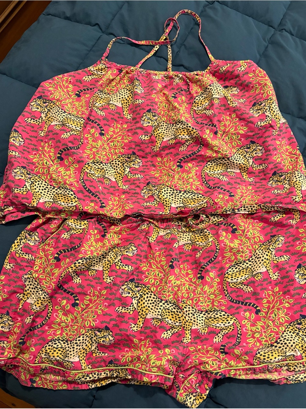 Printfresh Pink & Yellow Leopard Print Short Pajamas